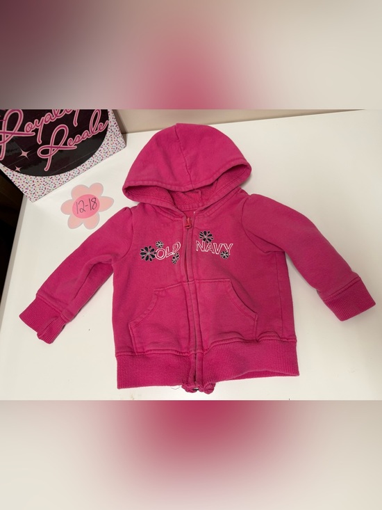 Old Navy Other - Old Navy Hot Pink Girls' Zip Hoodie with Floral Logo